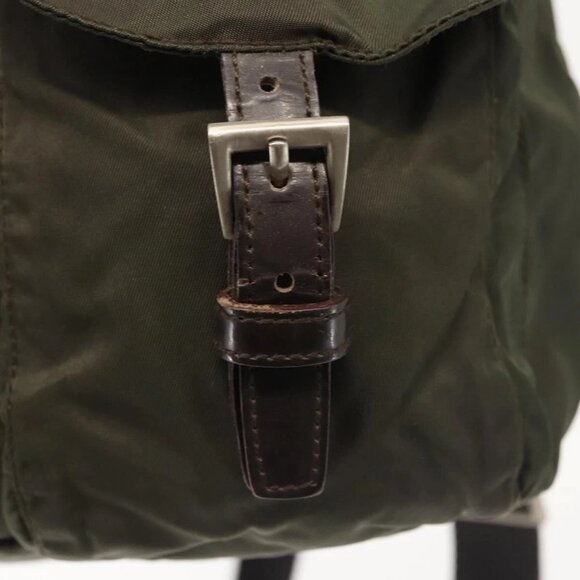 PRADA Backpack Nylon Khaki Silver Auth hk3056 - Picture 15 of 16